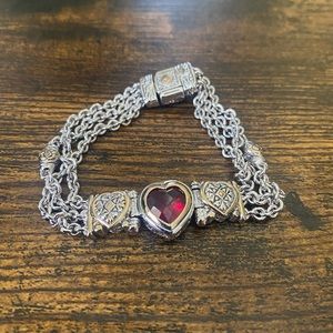 John Medeiros Garnet Heart Chain Bracelet
